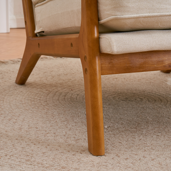 【同款编码：16753613】橡木扶手 单人休闲椅 橡木 软包 米白色 室内休闲椅-22