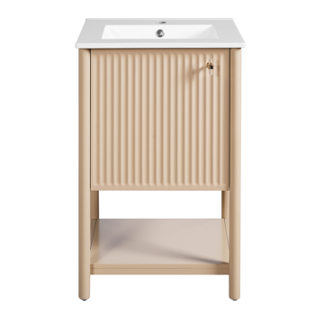 20英寸浴室柜，带陶瓷水槽，独立式单人浴室柜套装，带缓闭门，法式风格。