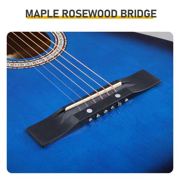 38寸 圆桶 椴木 原声 民谣吉他 罩光蓝-12