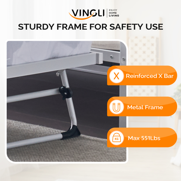 白色 twin 带推拉床 带把手 沙发床 铁床-6