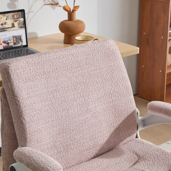 翻转式后背内置动态气囊腰靠十字交叉腿办公椅，宽座办公桌椅带翻转扶手与轮子，现代家用办公室梳妆台粉色十字交叉腿椅-20