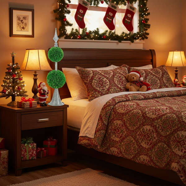 双层人造植物D7x26.5“金属螺旋圆形球上的自然球体装饰家居办公桌装饰FBA发货-11