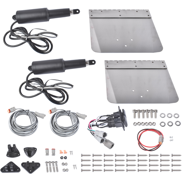 压浪板执行器 9"x12" Standard Trim Tab Kit 12V with Double Rocker Switch Fit for Boat 16-25ft 15101-104-1
