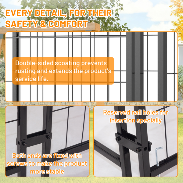 户外狗笼 4.23'x3.83'x4.83' 带顶棚，重型焊接金属丝笼，全天候防护和安全锁设计，适用于犬类和宠物-5