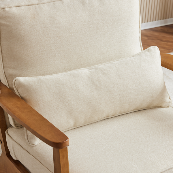 胡桃色扶手 单人休闲椅 橡木 软包 棉麻MY018-1 米白色 室内休闲椅-20