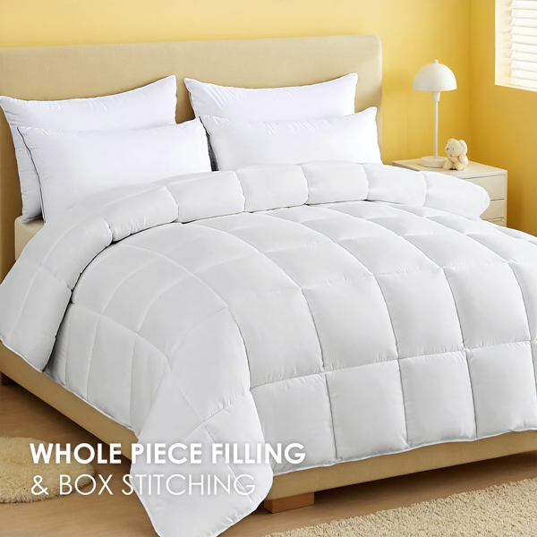 白色大码格子绗缝胖被，可爱温馨男生女生卧室被芯，酒店民宿通用，单人双人保暖加厚被子，圣诞节礼物-7