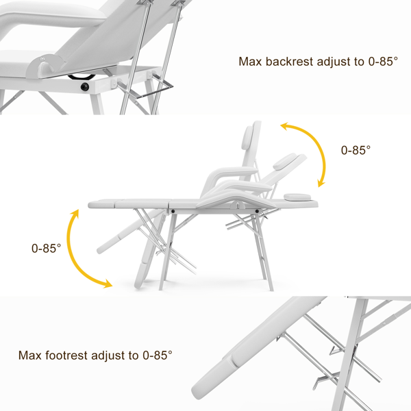 便携式美容床，可调三段按摩床，折叠按摩椅，沙龙美容纹身椅-9