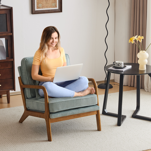 1pcs款 矮扶手椅 65*80*78cm 条绒 蓝绿色 室内休闲椅-31