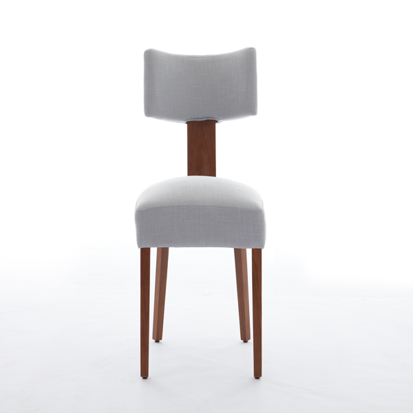 064-两把装亚麻布面料现代无扶手餐椅，弧形靠背，实木椅腿，适用于餐厅和客厅，灰色-10