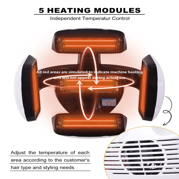 专业染发处理仪——立式五区吹风机，配备可调温度与定时器，加速染发、烫发及油护理流程——沙龙护理设备-6