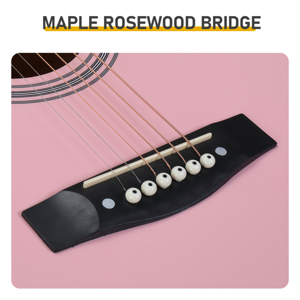 41寸 D桶缺角 椴木 原声 民谣吉他 罩光粉-12