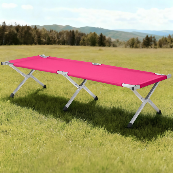 75in 芭比粉 户外行军床 铝床面支架 铁交叉脚 长方形 125kg-8
