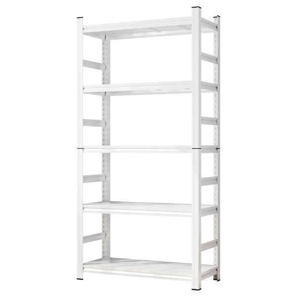 71 英寸高可调节储物架，可调节搁板，2000 磅五层搁板，防刮耐磨面板，白色，需要组装-4