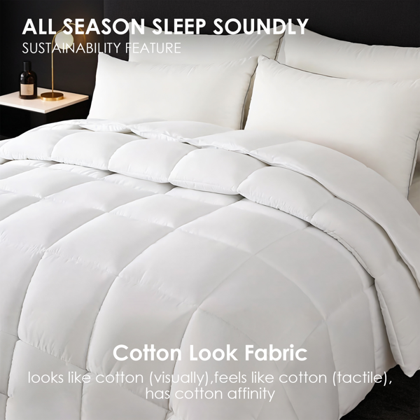 白色四季单被，超大码格子绗缝，奢华酒店卧室民宿通用，柔软亲肤被芯，四季通用，简约款式波西米亚风格，圣诞节礼物-3