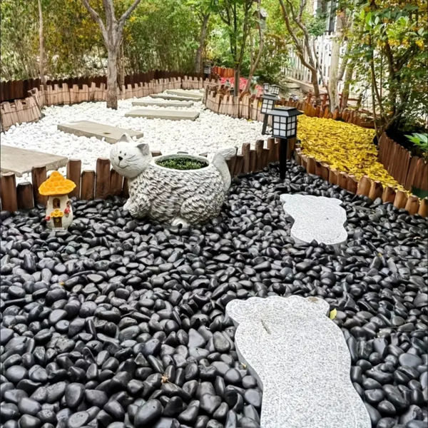 园林户外景观石头、庭院，人行道石头,植物盆景石头、花瓶、工艺品石头 1-3 英寸,38磅(黑色)-2