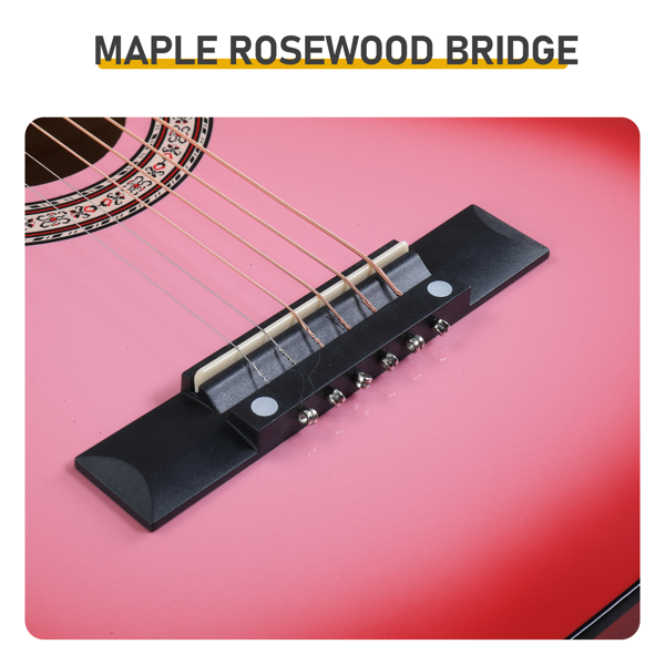 30寸 圆桶 椴木 原声 民谣吉他 罩光粉-12