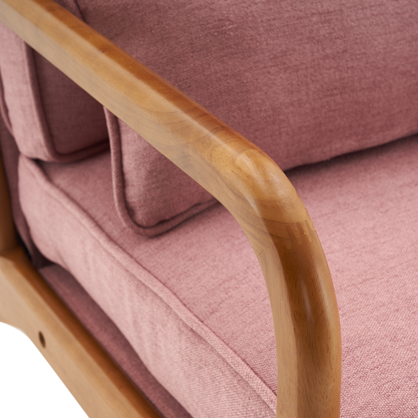 【同款编码：82873273】橡木扶手 单人休闲椅 橡木 软包 桃红色 室内休闲椅-32