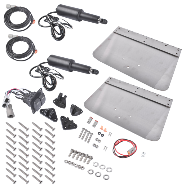 压浪板执行器 9"x12" Standard Trim Tab Kit 12V with Double Rocker Switch Fit for Boat 16-25ft 15101-104-4