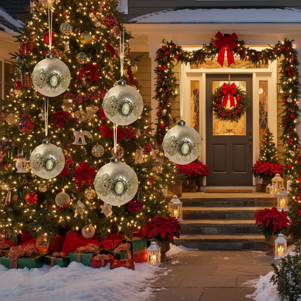 6件套圣诞球装饰品3.9英寸圣诞树装饰玻璃挂球节日派对套装FBA发货-3