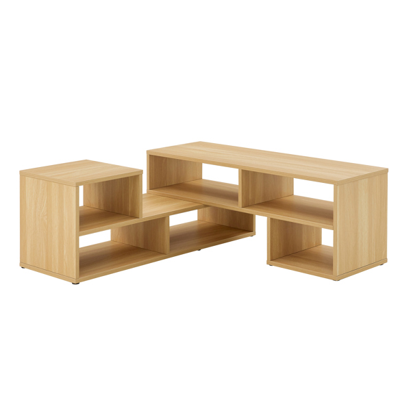 2 件套立方体电视柜，自由组合游戏娱乐中心媒体柜，开放式储物书架，适用于客厅，2 层书架 L 型电视柜，尺寸为 47.2*12*13.4。-7