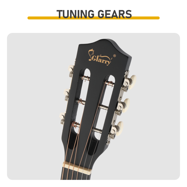 38寸 圆桶 椴木 原声 民谣吉他 哑光黑-5