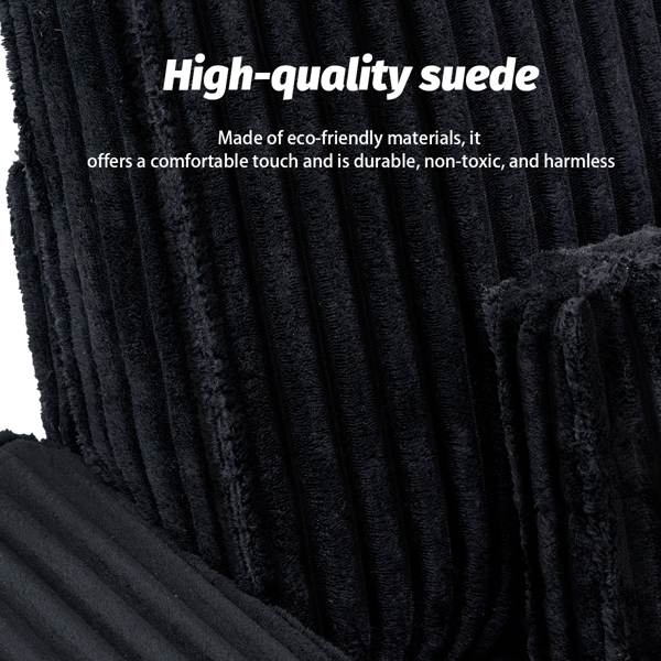 深座灯芯绒扶手椅，配拉丝不锈钢杯架与装饰靠枕，打造客厅温馨点缀椅-4