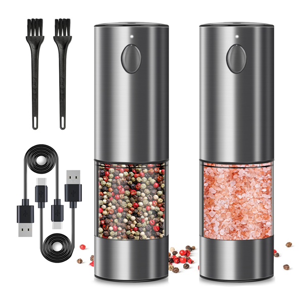 2PCS electric salt and pepper grinder set - battery-powered spice grinder, adjustable for coarseness, perfect for home kitchens, durable plastic, electric salt and pepper grinder, automatic grinder-2