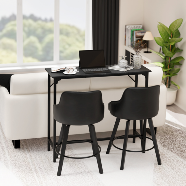 黑色 密度板 铁 110*38*99cm 吧桌 吧桌椅套装-7