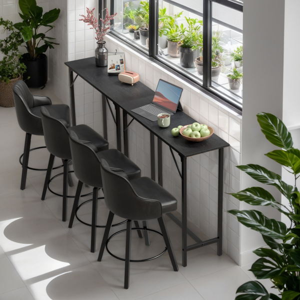 黑色 密度板 铁 110*38*99cm 吧桌 吧桌椅套装-6