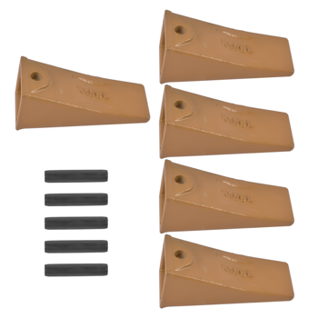 斗齿 Set of 5 X156L Long Bucket Teeth + P156 Roll Pins Fits for Skid Steer and Mini Excavators