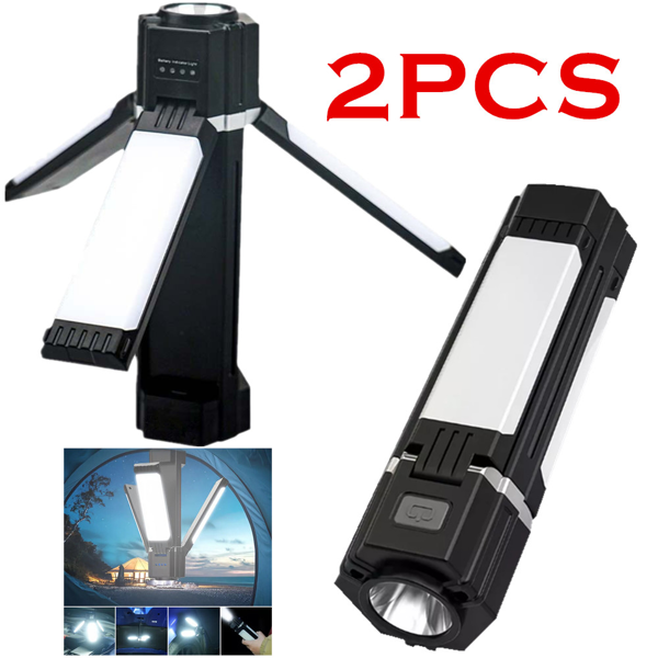 （2套）可充电可折叠LED野营灯户外野营徒步手电筒工作灯野营灯-2