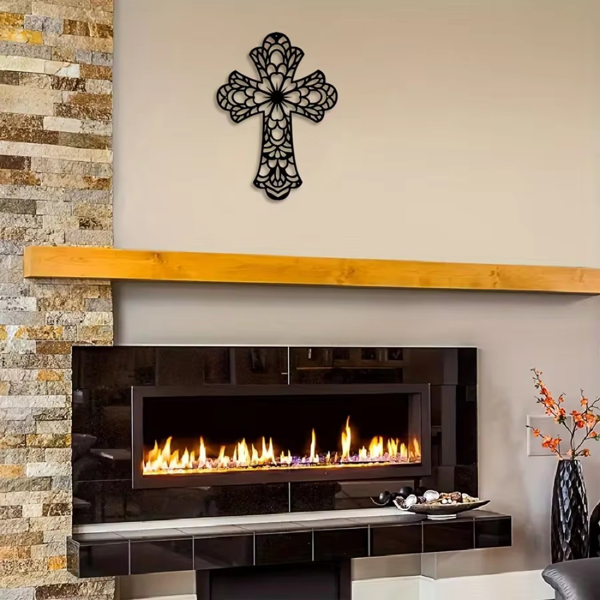 CIFbuy™ 复古风铁艺十字架装饰壁饰 高级感墙面雕塑 现代家居装饰（TikTok、temu 下自提）-7