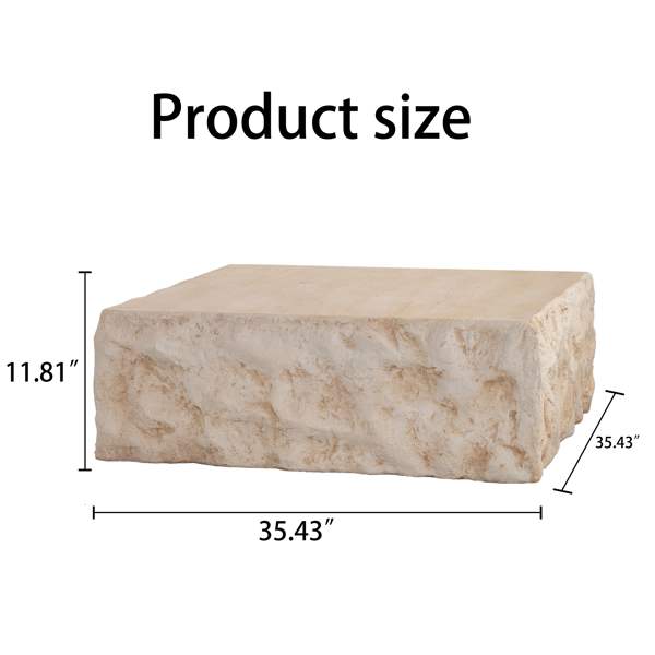 MgO 中世纪圆形中心咖啡桌，复古仿石沙发，前现代风格咖啡桌，米色咖啡桌，适用于客厅、办公室、公寓-3