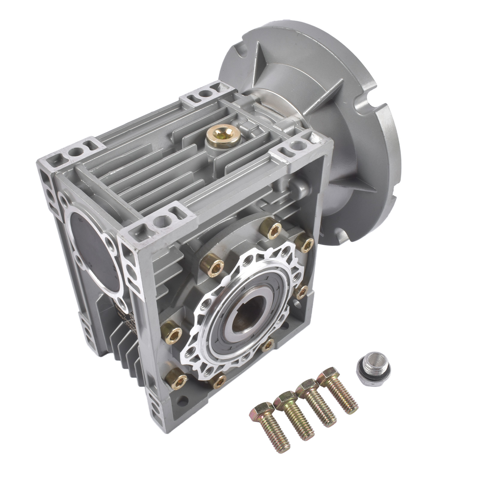 Worm Gear Speed Reducer MRV063 Gear Ratio 100:1 56C Mounting Flange 0.57HP Rated Cast Aluminum