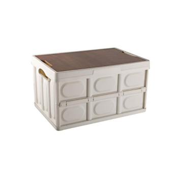 收纳箱 木盖款 大号55L 白色 折叠