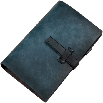 二层牛皮活页本可拆卸A5记事本 藏蓝色