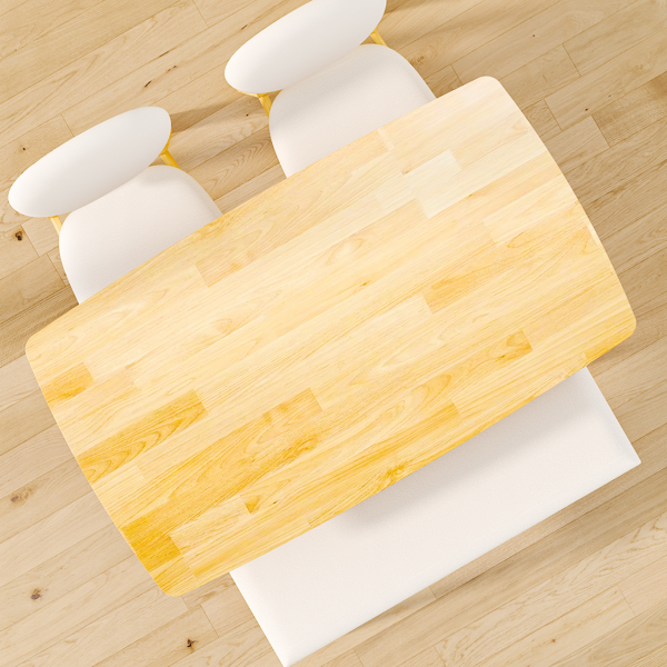 1桌2椅1凳 拆装 橡胶木+软包 原木色 餐桌椅套装 米色坐垫 长方形-15