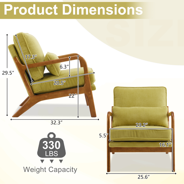 1pcs款 矮扶手椅 65*80*78cm 条绒 橄榄绿 室内休闲椅-13