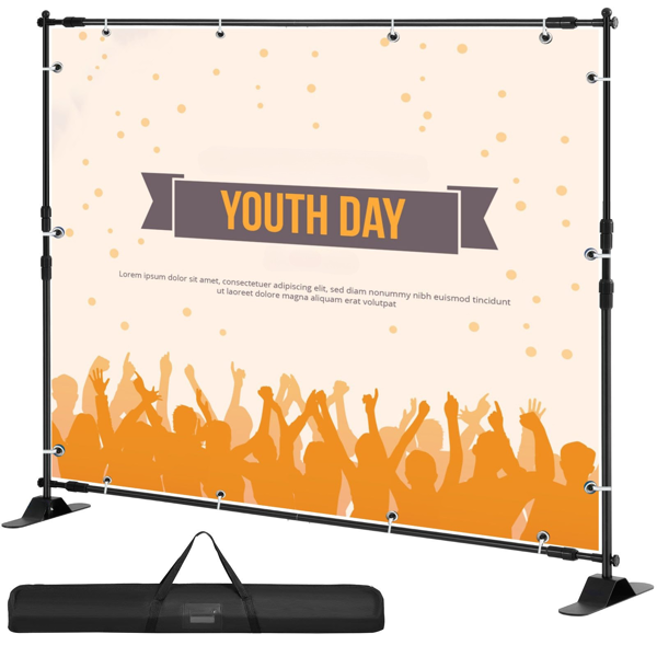 背景台 10 x 8 英尺，可调节高度背景台，带一个携带包，派对婚礼工作室展会照片背景-1