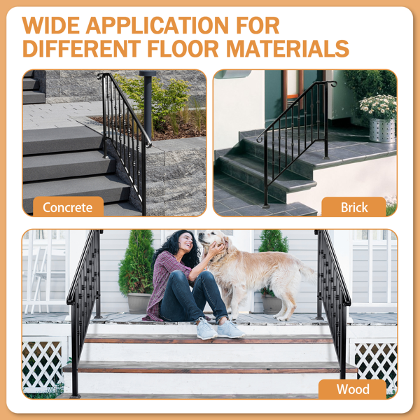 【同款编码：16547875  16547875】哑光黑色   3阶 双排单宝塔装饰 庭院楼梯扶手-8