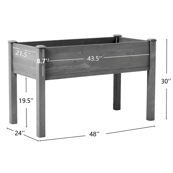 48x24x30英寸带支腿高架式花园种植箱，户外木制花盆，适用于种植花卉、水果、蔬菜和香草植物。-10