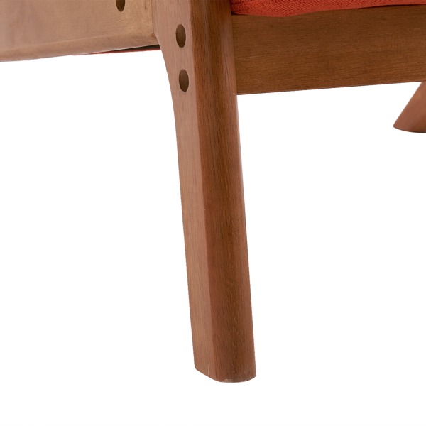 全拆 实木扶手 高背 靠背 铁架麻布 烧橙色 室内休闲椅-12