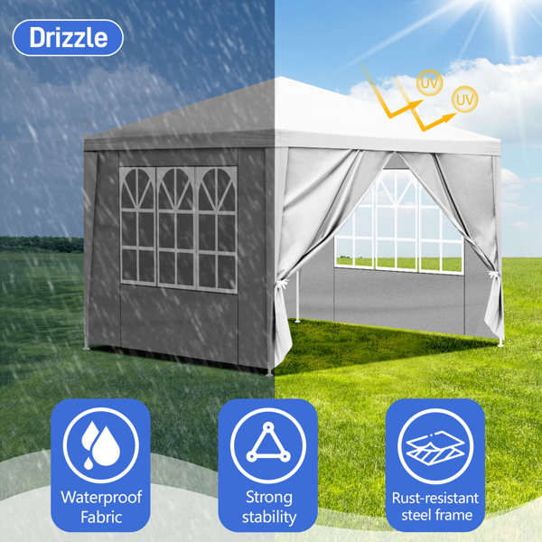 10*10ft  白色  4围 仿折叠棚 2门2窗  PE布 喷塑铁管-2