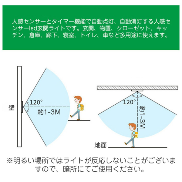 人体感应灯 10灯长条形 白光 2个装 200152*2 磁吸 电池款-4