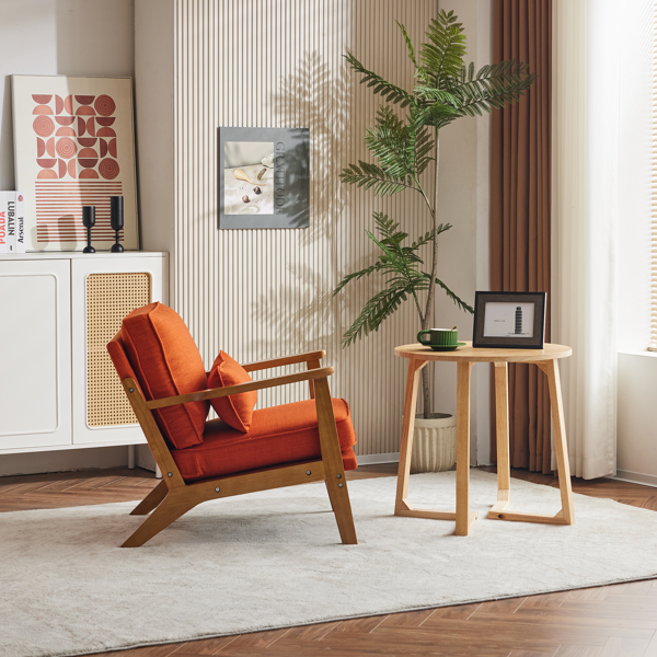 胡桃色扶手 单人休闲椅 橡木 软包 棉麻MY018-11 烧橙色 室内休闲椅-22