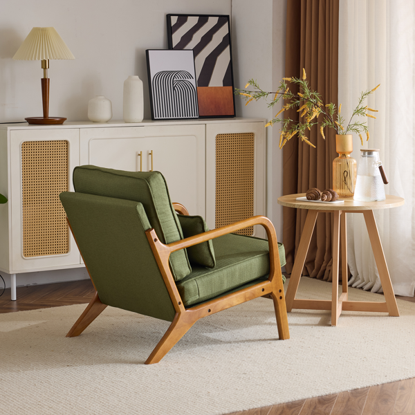 橡木扶手 单人休闲椅  室内休闲椅 橡木 软包 墨绿色 室内休闲椅 1pcs-31
