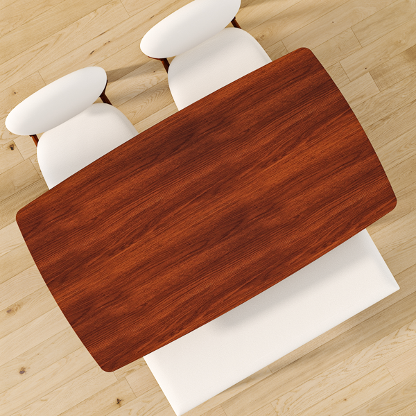 1桌2椅1凳 拆装 橡胶木+软包 深胡桃色 餐桌椅套装 米色坐垫 长方形-12