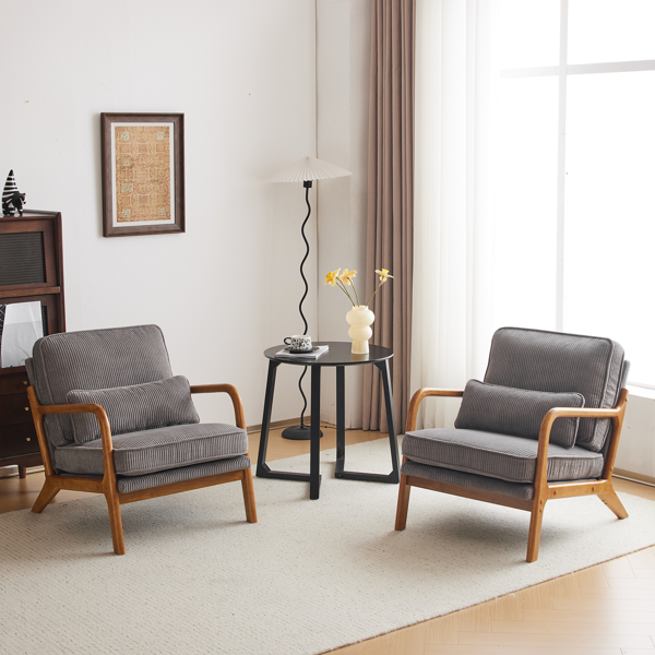 1pcs款 矮扶手椅 65*80*78cm 条绒 浅灰色 室内休闲椅-17