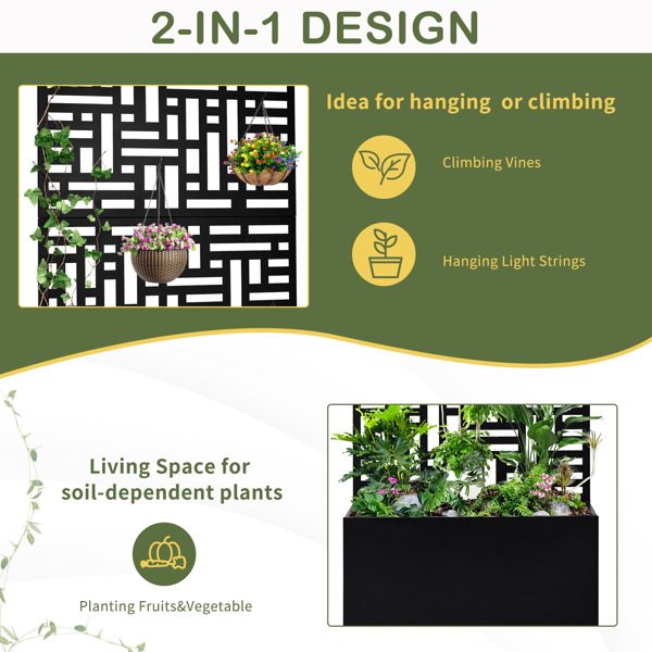【同款编码：96402386】91.5*38*180CM 3层网格拆装式铁花架种植筐 黑色 铁种植-5