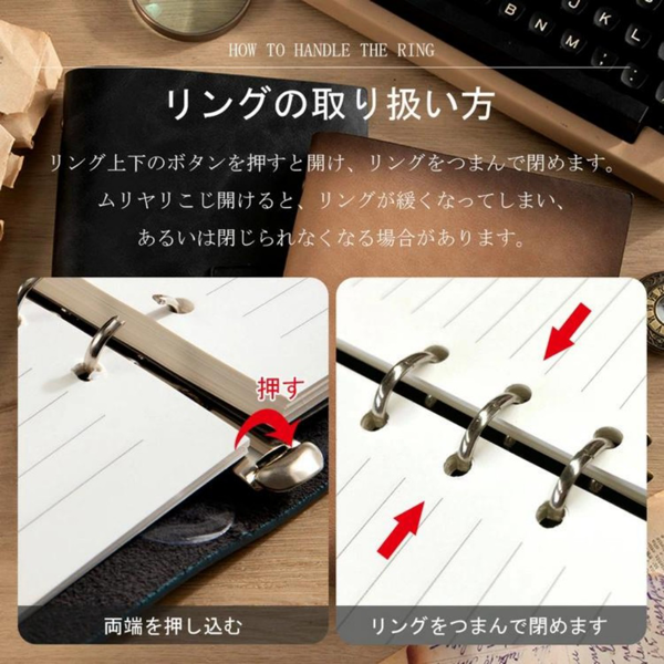 二层牛皮活页本可拆卸A5记事本 藏蓝色-8